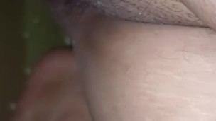 Hot cum with hot piss coming out from her tight pussy