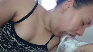 deep and wet throat, the bitch rolls and licks the whole cock making the pervert ejaculate a lot