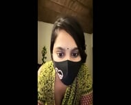 Horny Desi Masked Girl Taking Off Her Saree And Showing Her Big Boobs And Teasing Fully Nude Infront of Camera